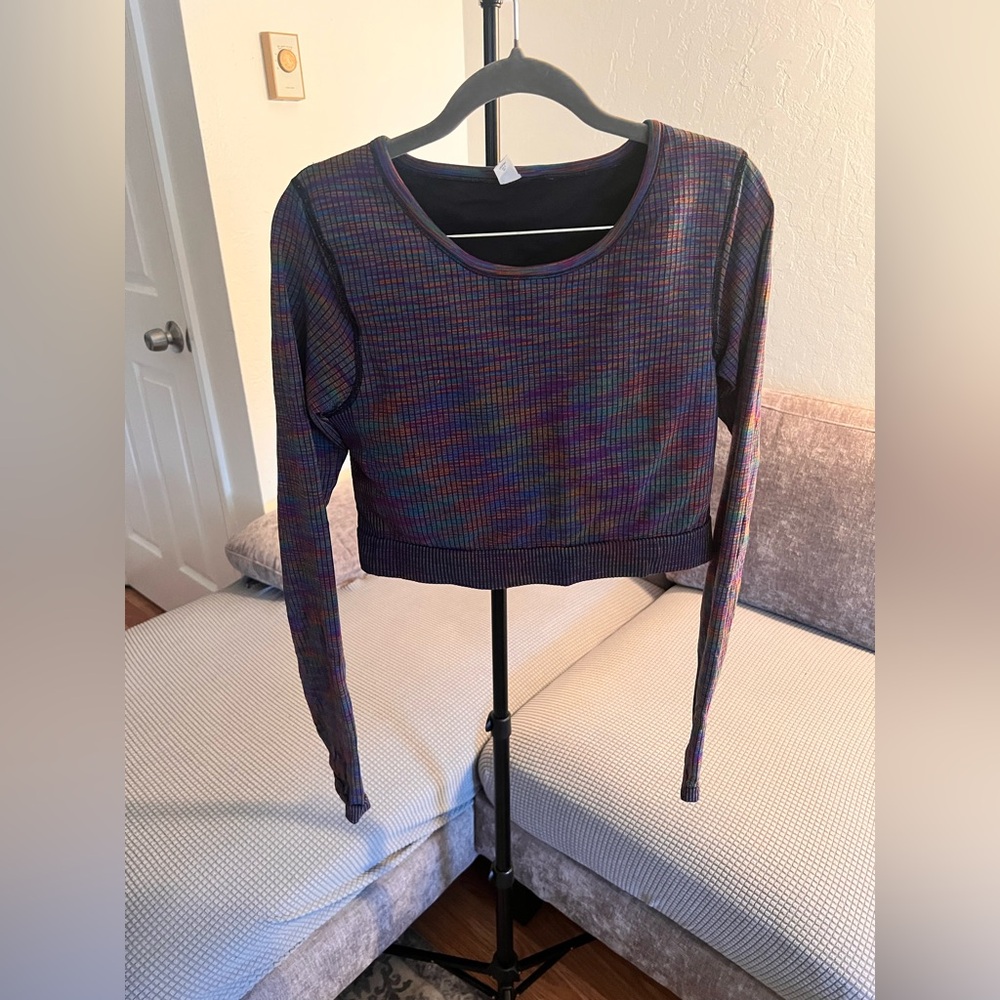 lululemon athletica Multicolor Long Sleeve Crop Top with Built in Sports Bra